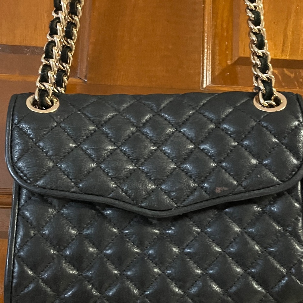 Rebecca Minkoff Black Quilted Shoulder Bag with Chain Detail - Picture 4 of 7